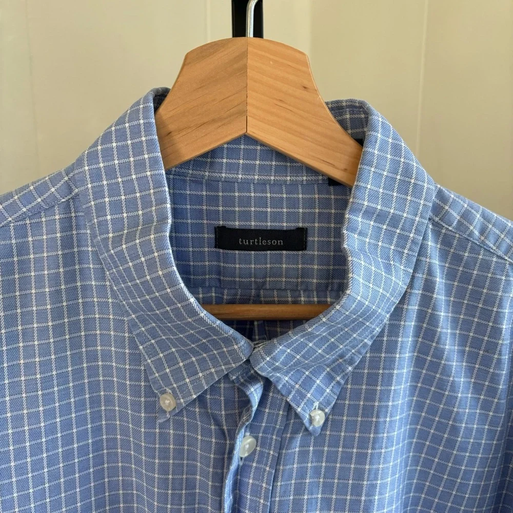 Turtleson Blue Plaid Cotton Button Down Long Sleeve Shirt Mens XL GlenOaks CC - Picture 1 of 9